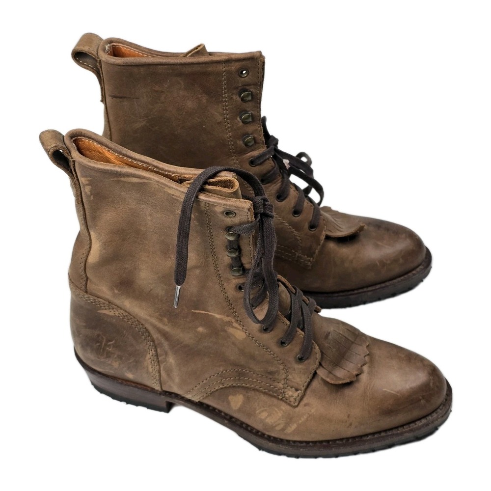 Frye Women's Ankle Boots‎ 76550 F955 Size 8M Brown Leather Cowboy Logger